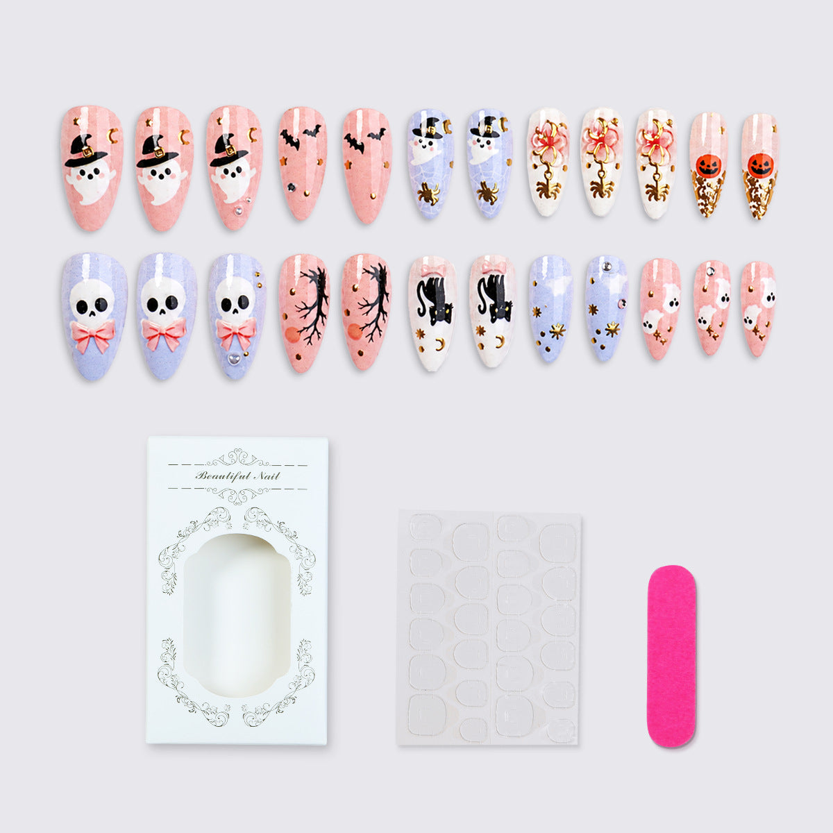 Halloween Artificial Nail Set with Creative, Spooky Designs Siopsrl