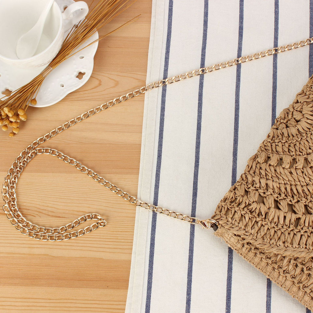 Siopsrl | Woven Bast Handbag with Elegant Chain Decoration Siopsrl