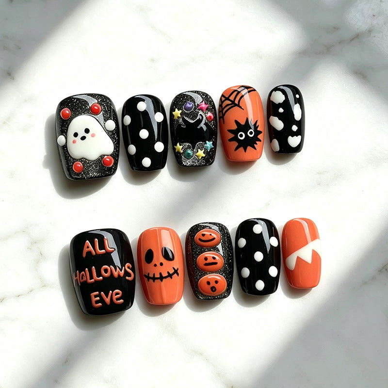 Festive Halloween-Themed Press-On Nail Set Siopsrl