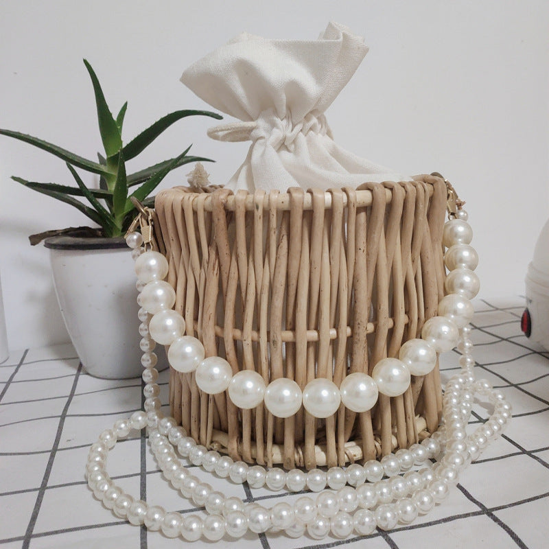 Women's basket bag with pearl jewelry closure Siopsrl