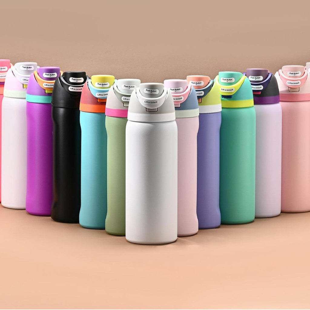 Siopsrl | Insulated Stainless Steel Vacuum Water Bottle With One-Touch Flip Lid And Leakproof Safety Lock