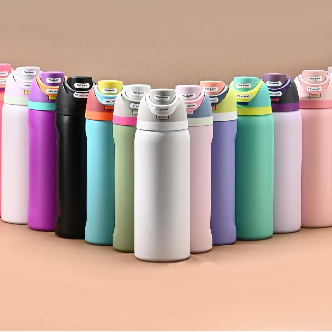 Siopsrl | Insulated Stainless Steel Vacuum Water Bottle With One-Touch Flip Lid And Leakproof Safety Lock