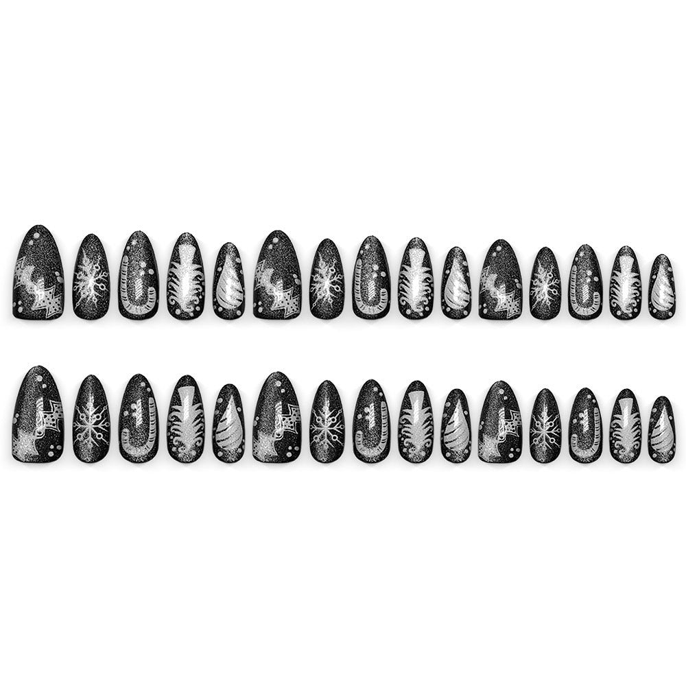 Siopsrl | Creative Nail Art in Glamorous Black-White Design Siopsrl