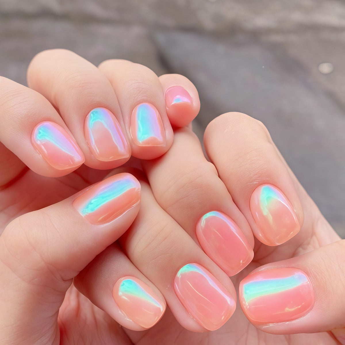 Siopsrl | Iridescent Glossy Nail Tips Siopsrl