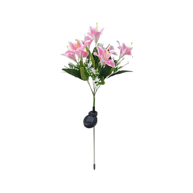 Siopsrl | Solar LED Lily Garden Stake Light With Integrated Fairy String And Lifelike Silk Petals Siopsrl