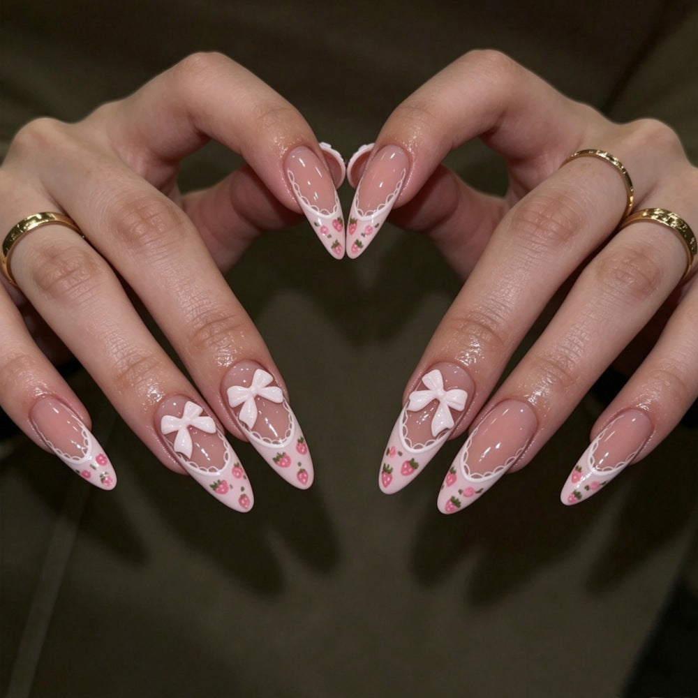 Siopsrl | Artificial nails with romantic floral and ribbon motifs Siopsrl