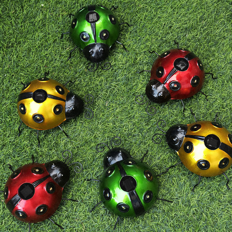 Decorative Solar-Powered Metal Ladybug Garden Lights With Warm LED Accents Siopsrl