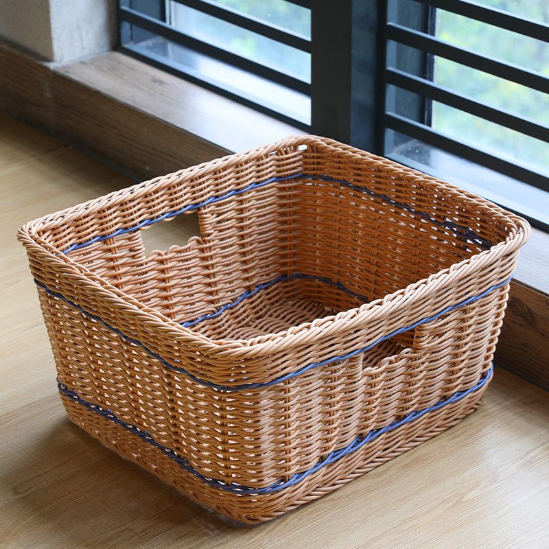 Versatile Woven Storage Basket with Cutout Handles Siopsrl