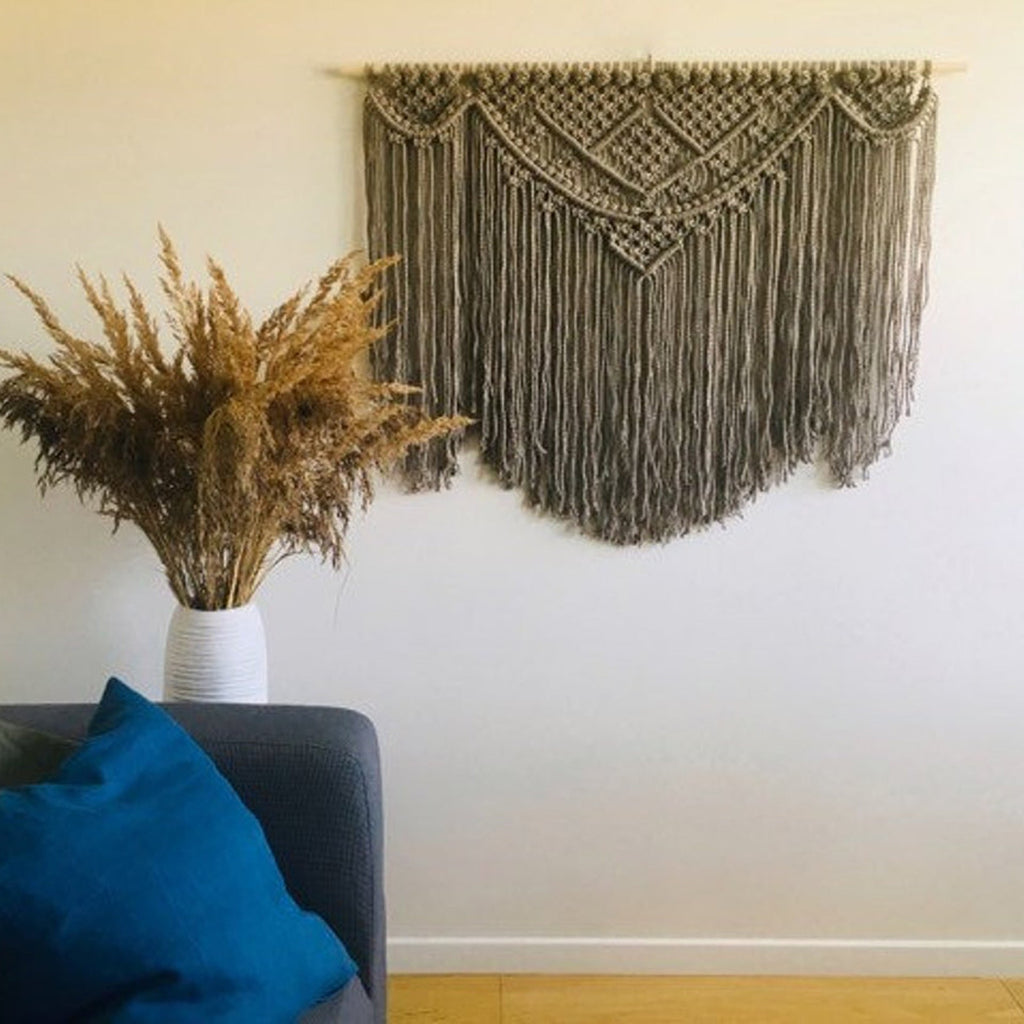 Macrame Wall Tapestry with Artistic Fringes Siopsrl