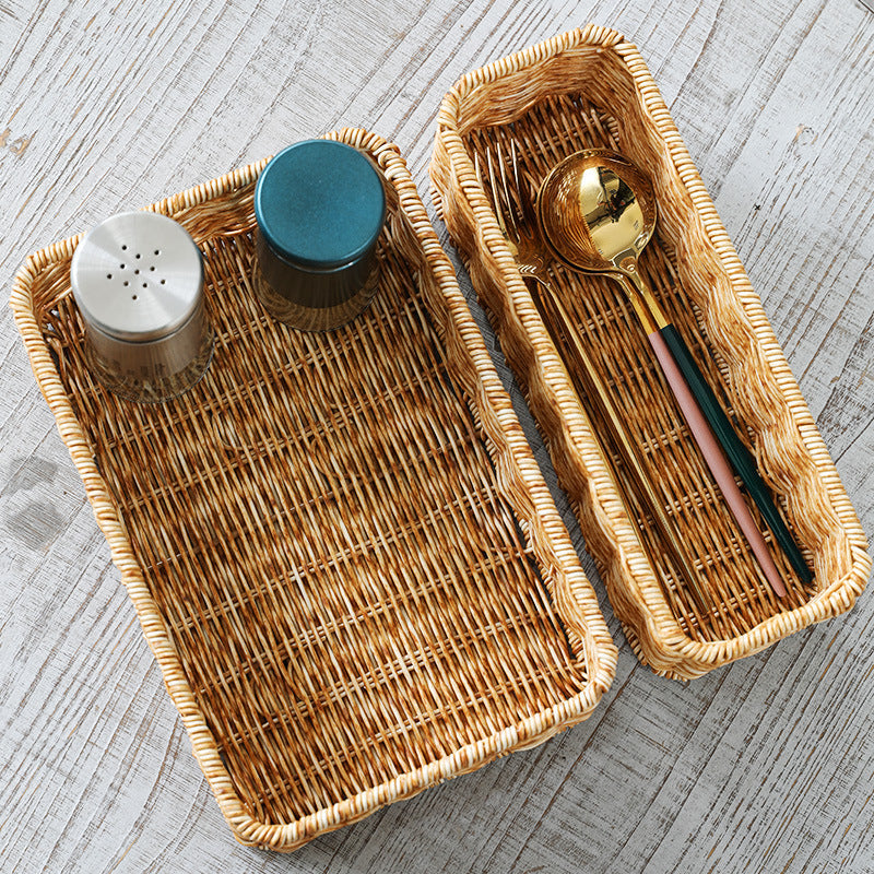 Handwoven Rectangular Wicker Storage Basket Siopsrl