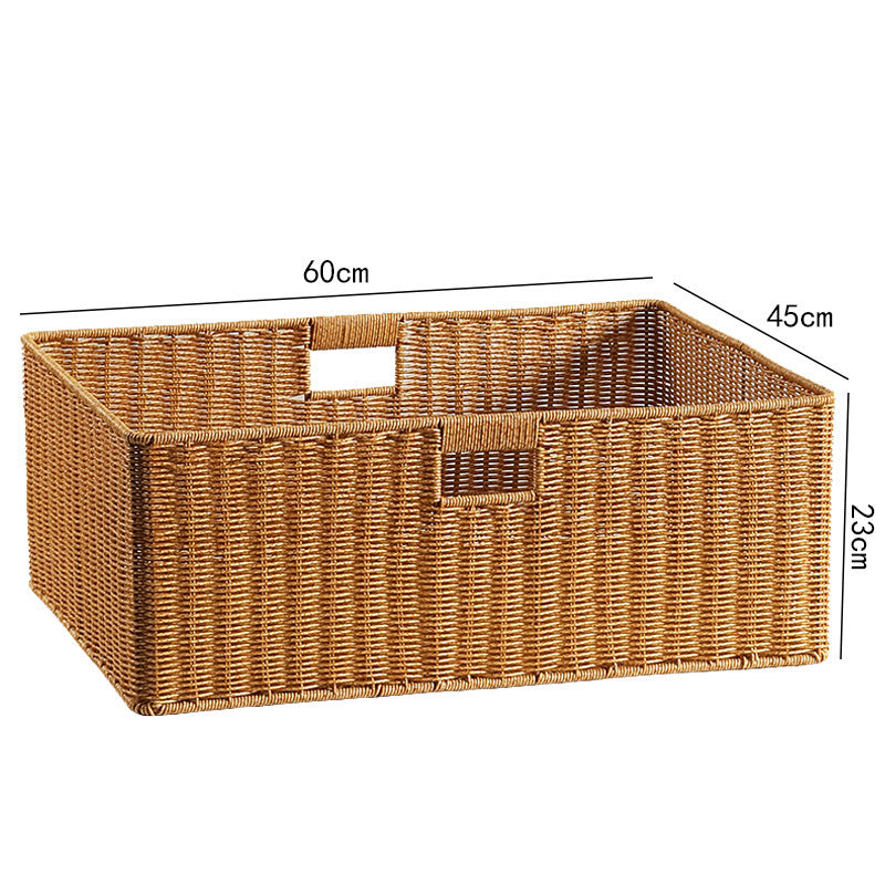 Handwoven Rectangular Storage Basket with Cut-Out Handles Siopsrl