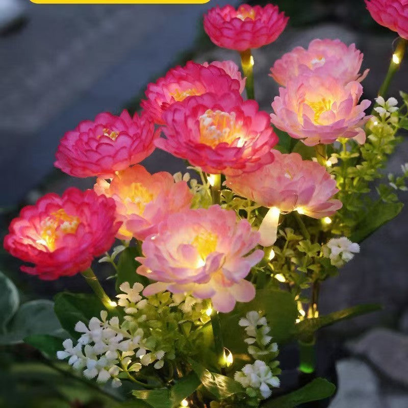Solar Garden Stake Artificial Flower LED Pathway Decor Siopsrl