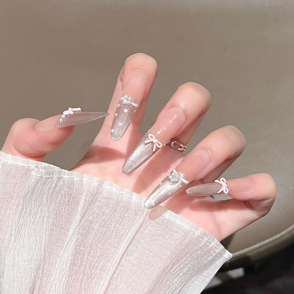 Siopsrl | Decorative Press-On Nails with Gem Accents Siopsrl