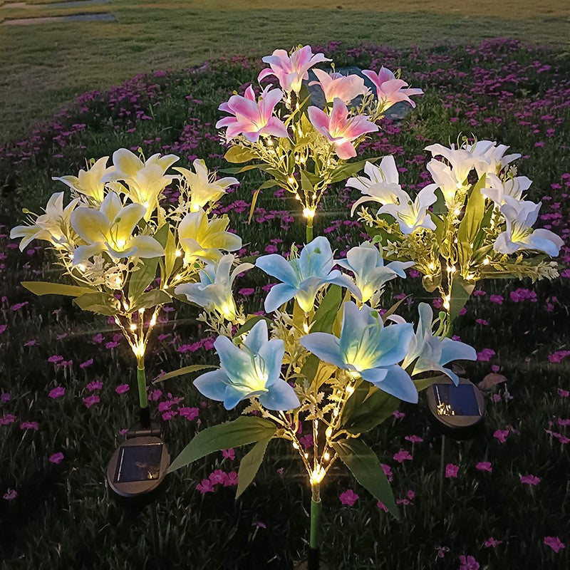 Siopsrl | Solar LED Lily Garden Stake Light With Integrated Fairy String And Lifelike Silk Petals Siopsrl