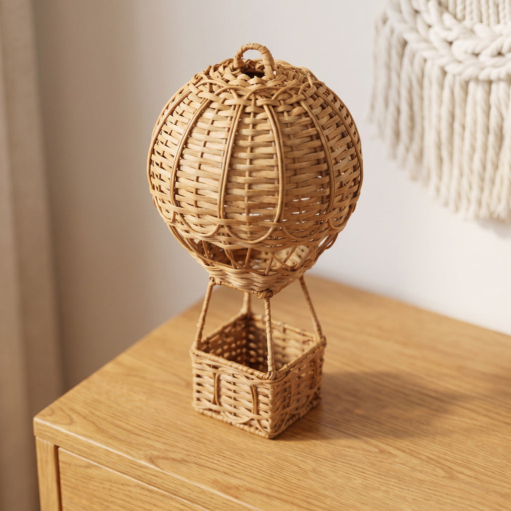 Handwoven storage basket in hot air balloon design Siopsrl