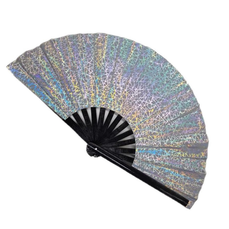 Siopsrl | Ladies fan made of lightweight fabric with colorful geometric design Siopsrl