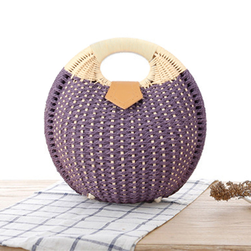 Siopsrl | Round straw bag with elegant leather handle Siopsrl