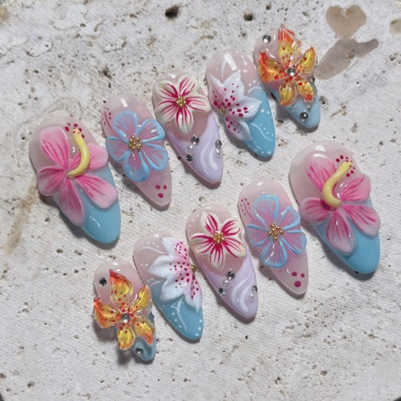 Siopsrl | Nature-Themed Artistic Press-On Nail Set Siopsrl