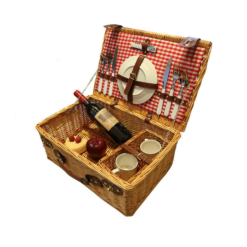 Rustic picnic basket with dish set Siopsrl