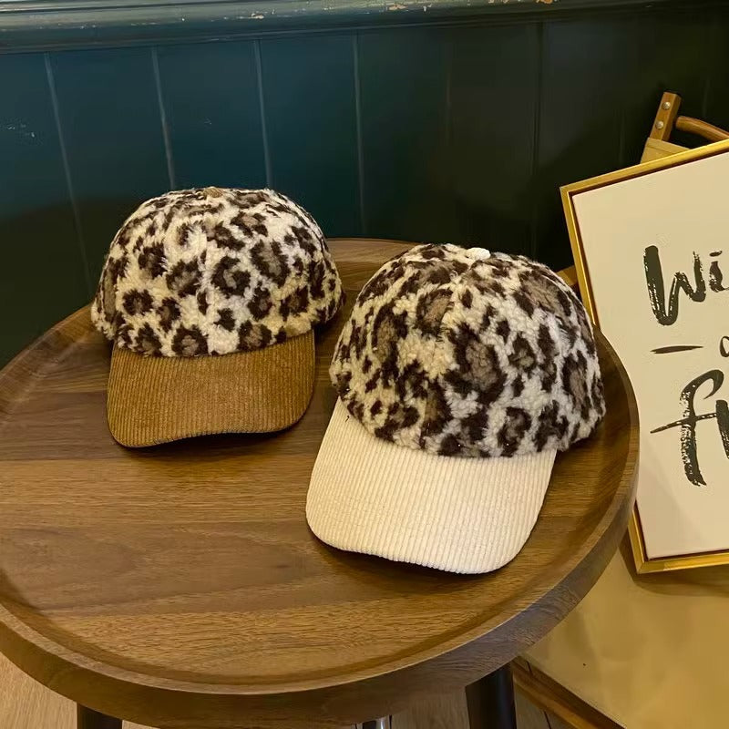 Siopsrl | Women's Leopard Print Fleece Baseball Cap Siopsrl