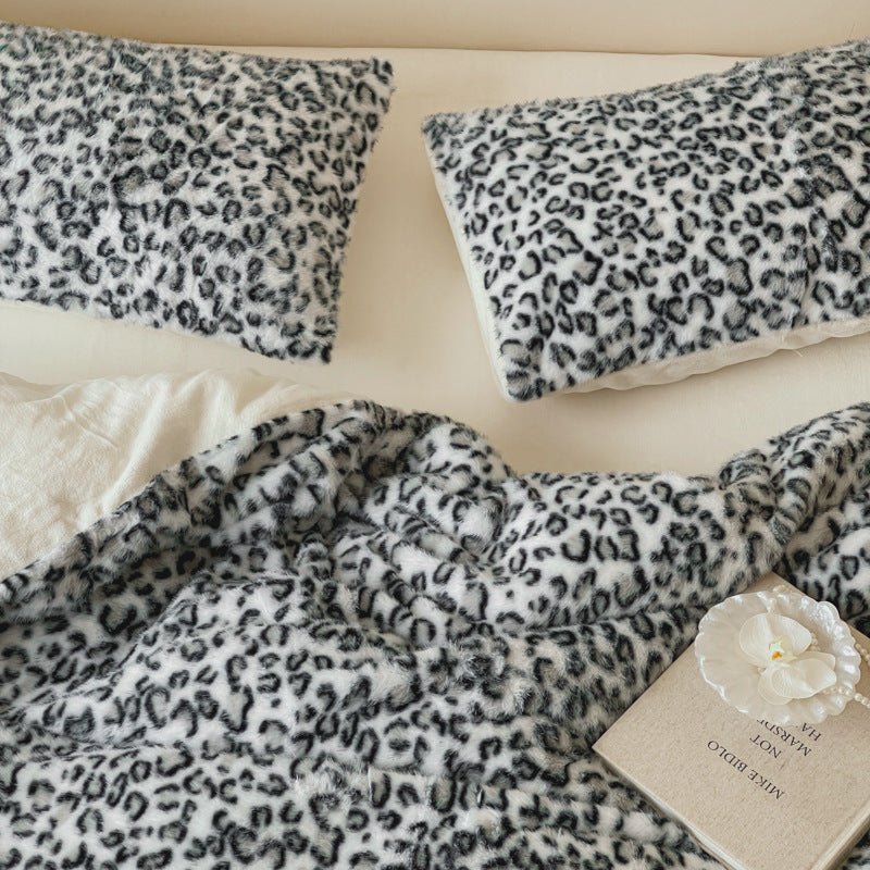 Plush bedding set with animal print and extra fluffy minky surface