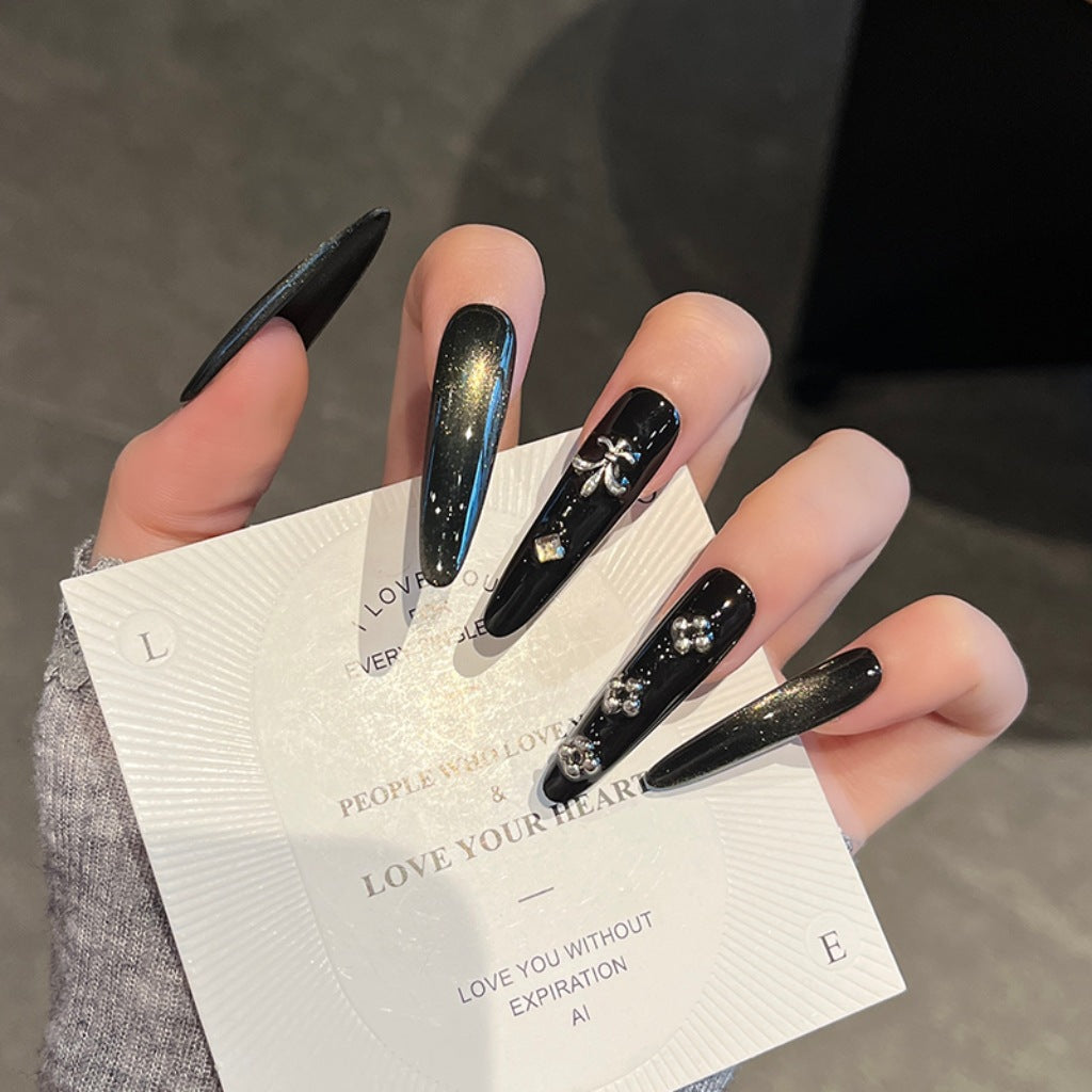 Siopsrl | Decorative Press-On Nails with Gem Accents Siopsrl