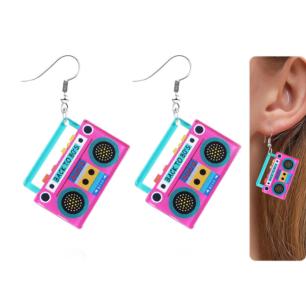 Retro-Inspired Compact Cassette Earrings Siopsrl