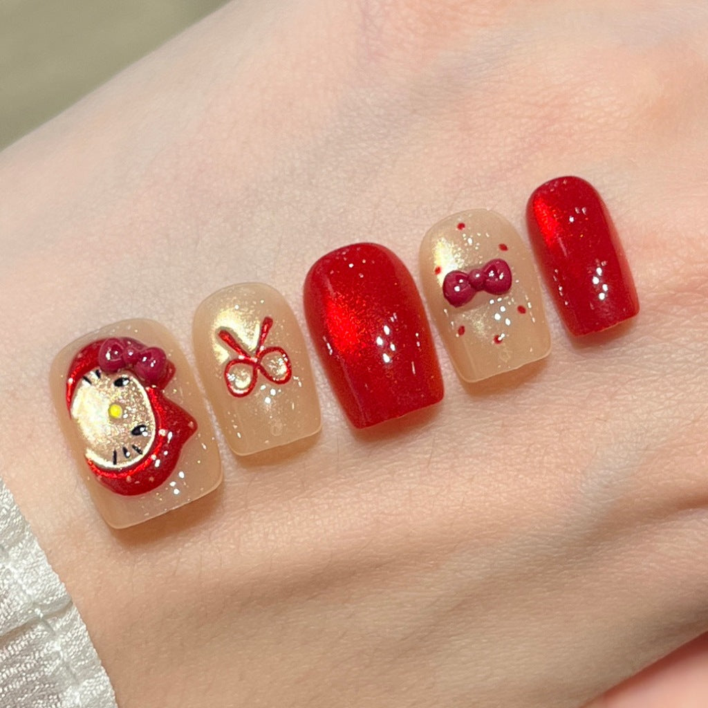 Siopsrl | Elegant Foil and Floral Press-On Nail Set Siopsrl