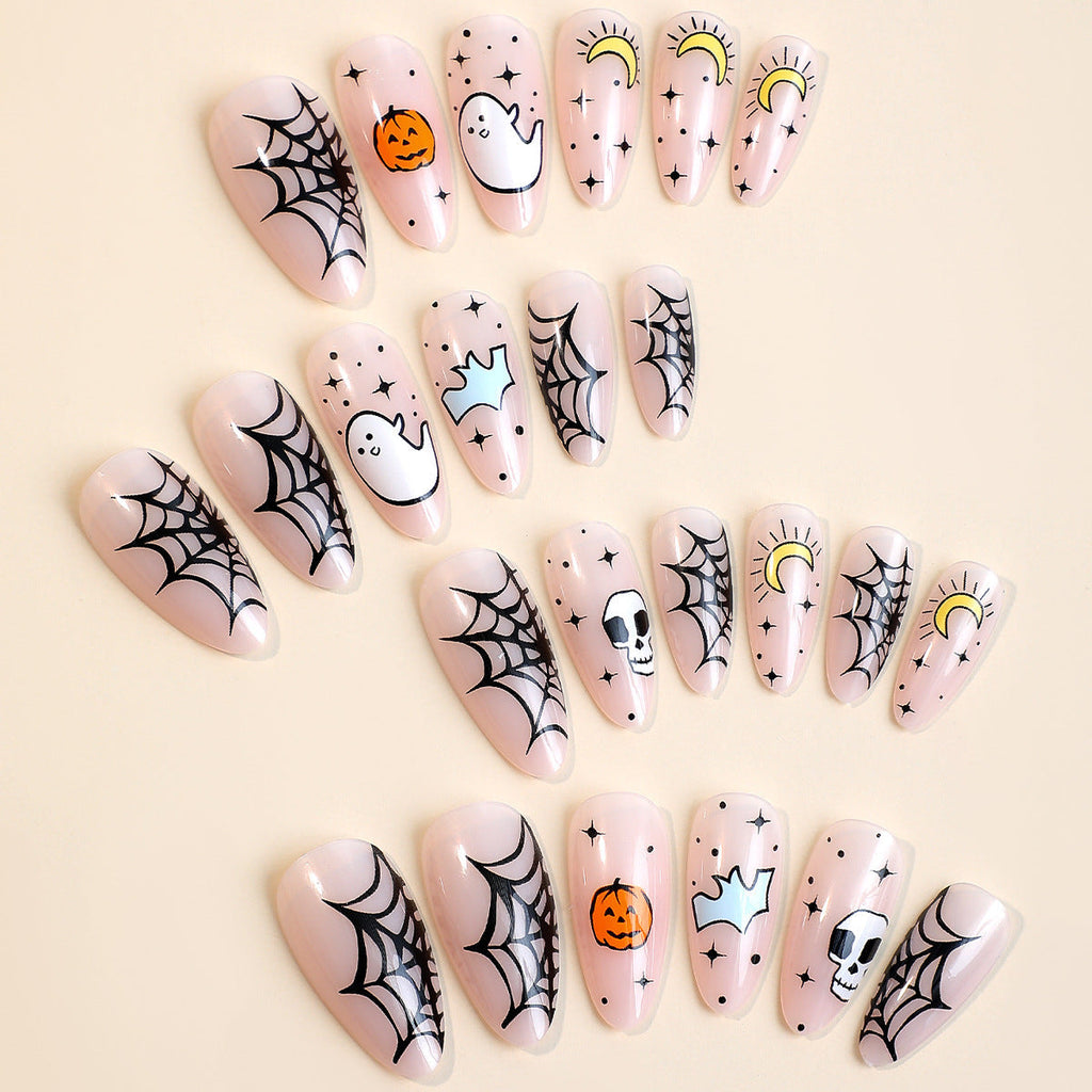 Creative Halloween Art Nail Set with Entertaining Ghost and Pumpkin Motifs Siopsrl