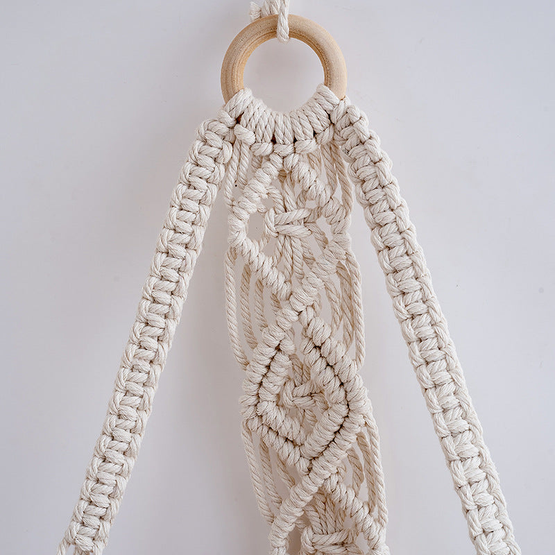 Macramé Hanging Shelf with Natural Wood Base Siopsrl