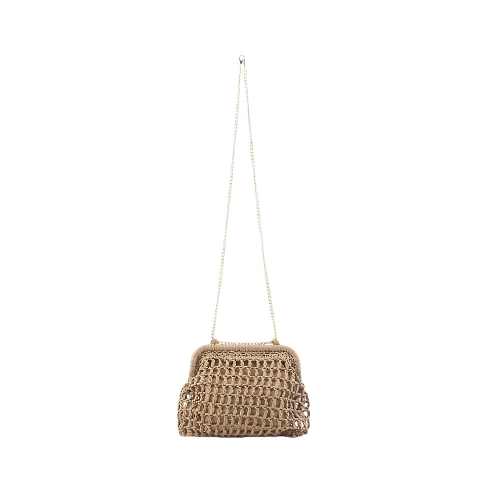 Siopsrl | Woven Natural Material Handbag with Fine Chain Accents Siopsrl