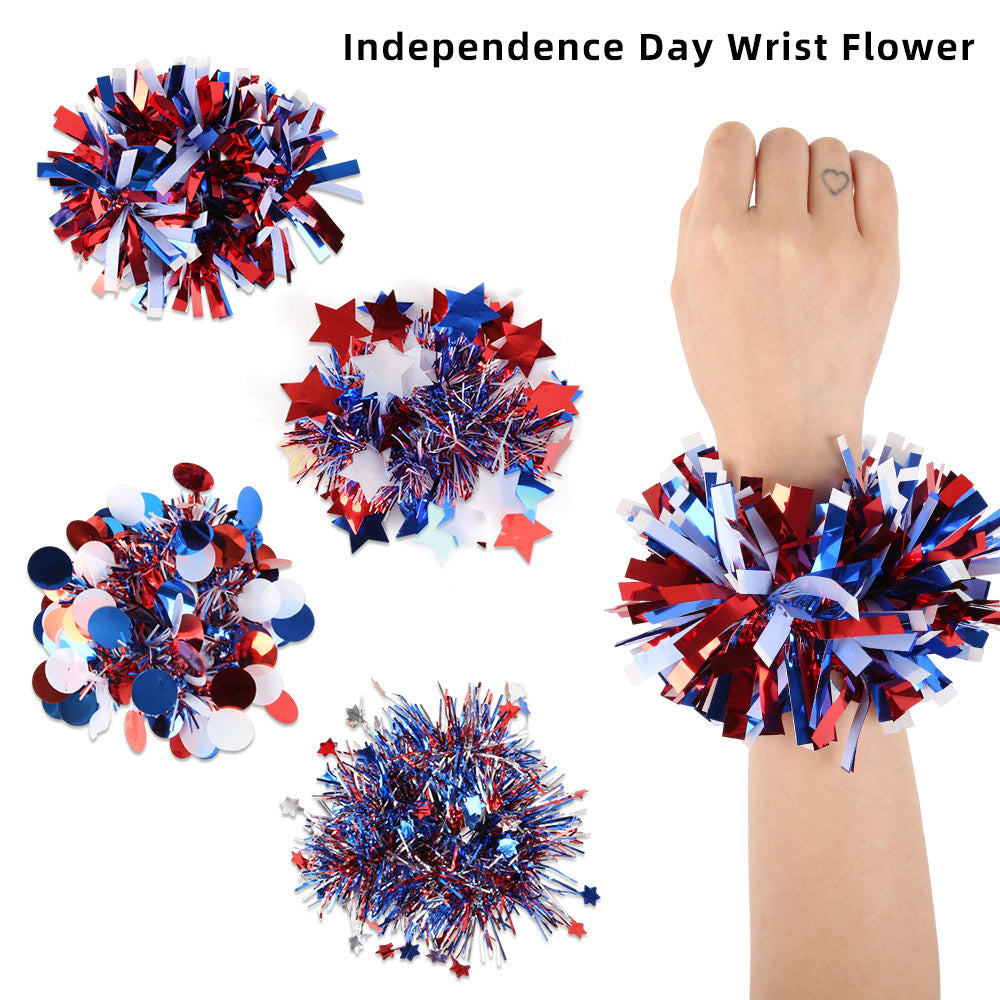 Siopsrl | Unisex nan Pompom bracelet made of metallic tinsel with elastic insert for party and cheerleading Siopsrl