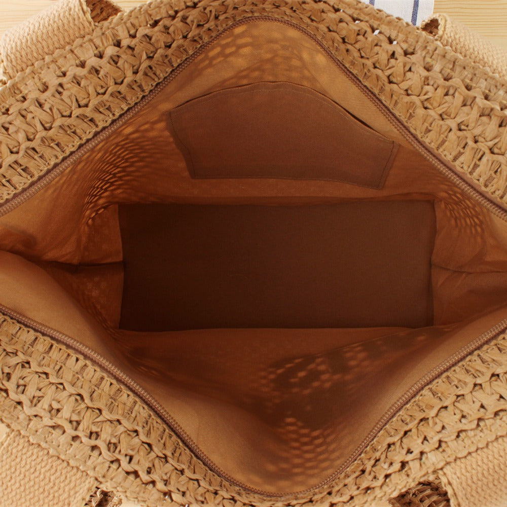 Hand-knotted basket bag with colorful lettering Siopsrl