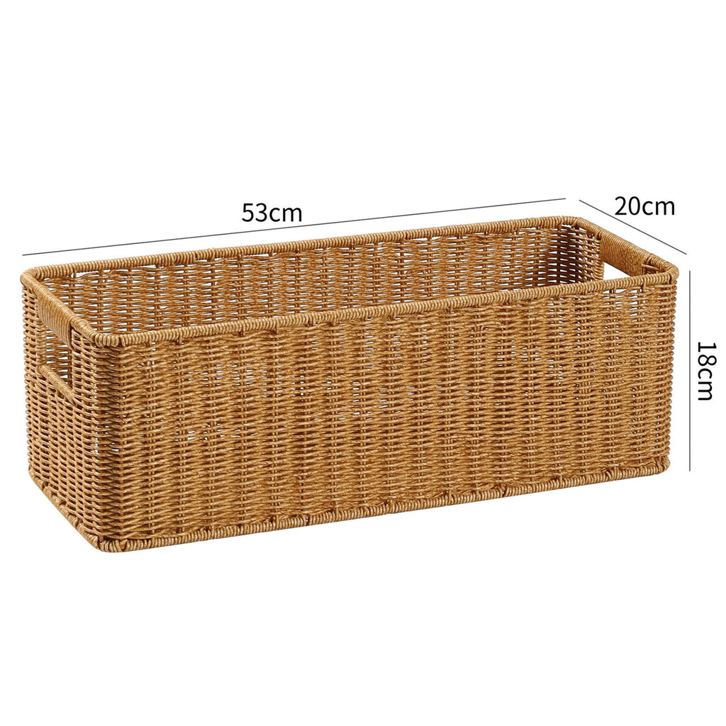 Handwoven Rectangular Storage Basket with Cut-Out Handles Siopsrl