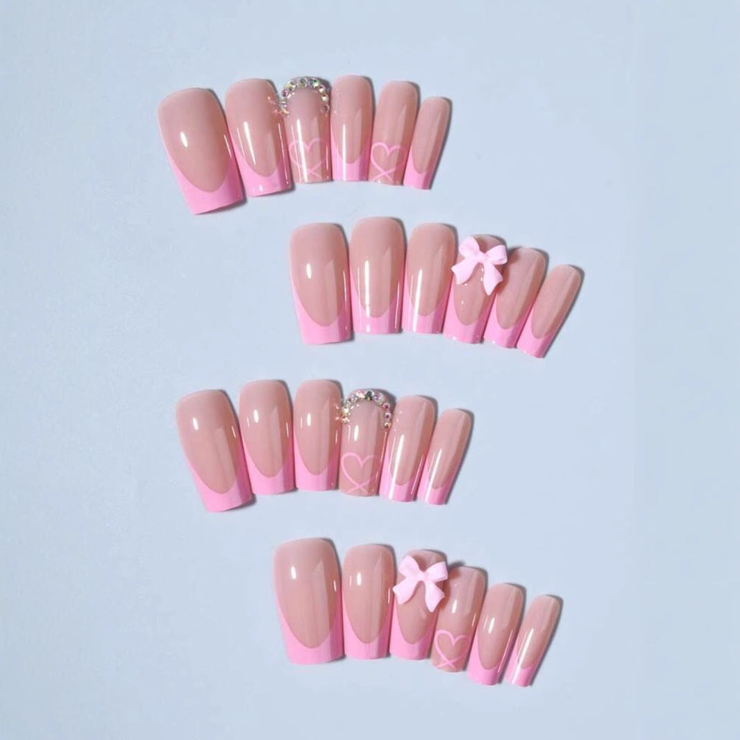 Siopsrl | Artificial nail set with romantic bows and heart patterns Siopsrl