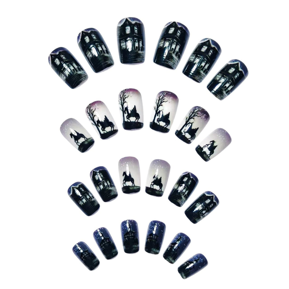 Siopsrl | Artificial nails with mysterious winter landscape design Siopsrl