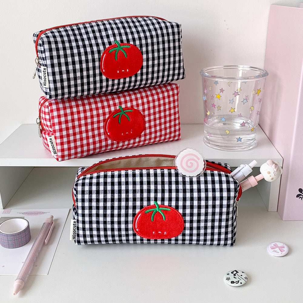 Siopsrl | Cute Gingham Checkered Pencil Case Siopsrl