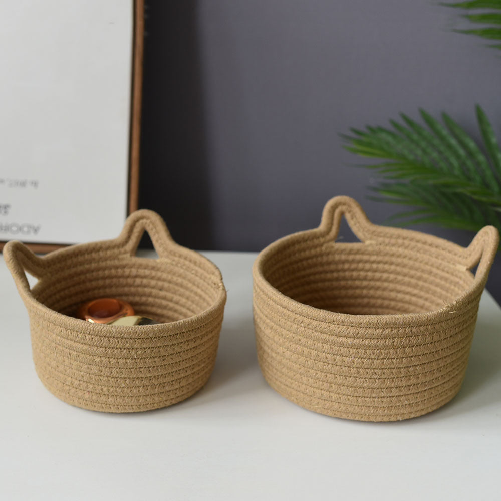Cat-Eared Woven Storage Basket Siopsrl
