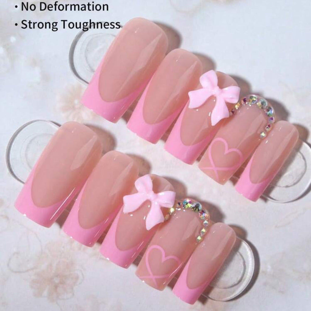 Siopsrl | Artificial nail set with romantic bows and heart patterns Siopsrl