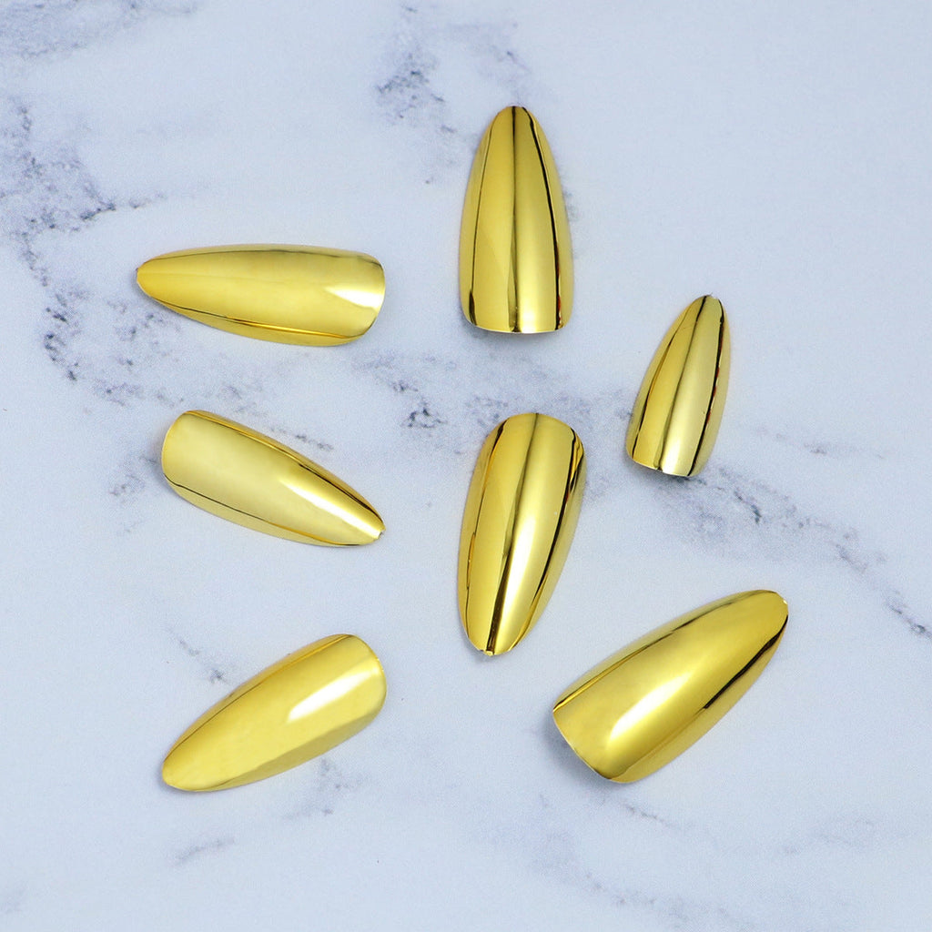 Siopsrl | Glossy Metallic Almond-Shaped Press-On Nails Siopsrl