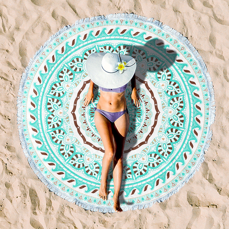 Siopsrl | round beach towel with cheerful palm motif Siopsrl