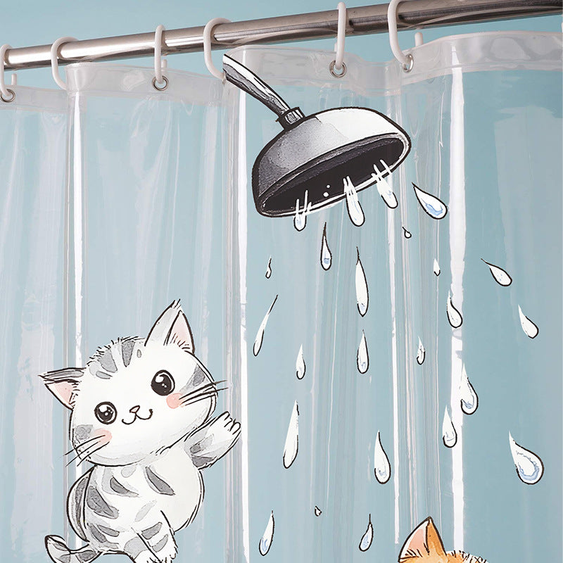 Siopsrl | Cute Cartoon Cat-Themed Shower Curtain Siopsrl