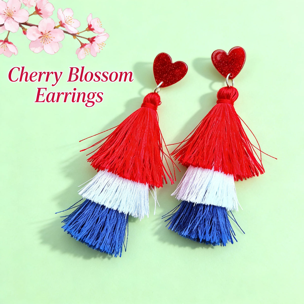 Women's nan tiered fringe tassel statement drop earrings with glitter disc stud and layered silk-like threads Siopsrl