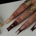 Siopsrl | Artistic Sculpted Press-On Nails with Gold Accents Siopsrl