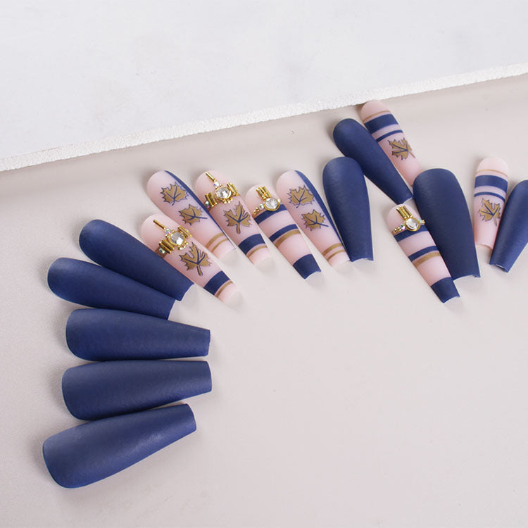 Siopsrl | Artificial nail set with elegant leaf design and matte finish Siopsrl