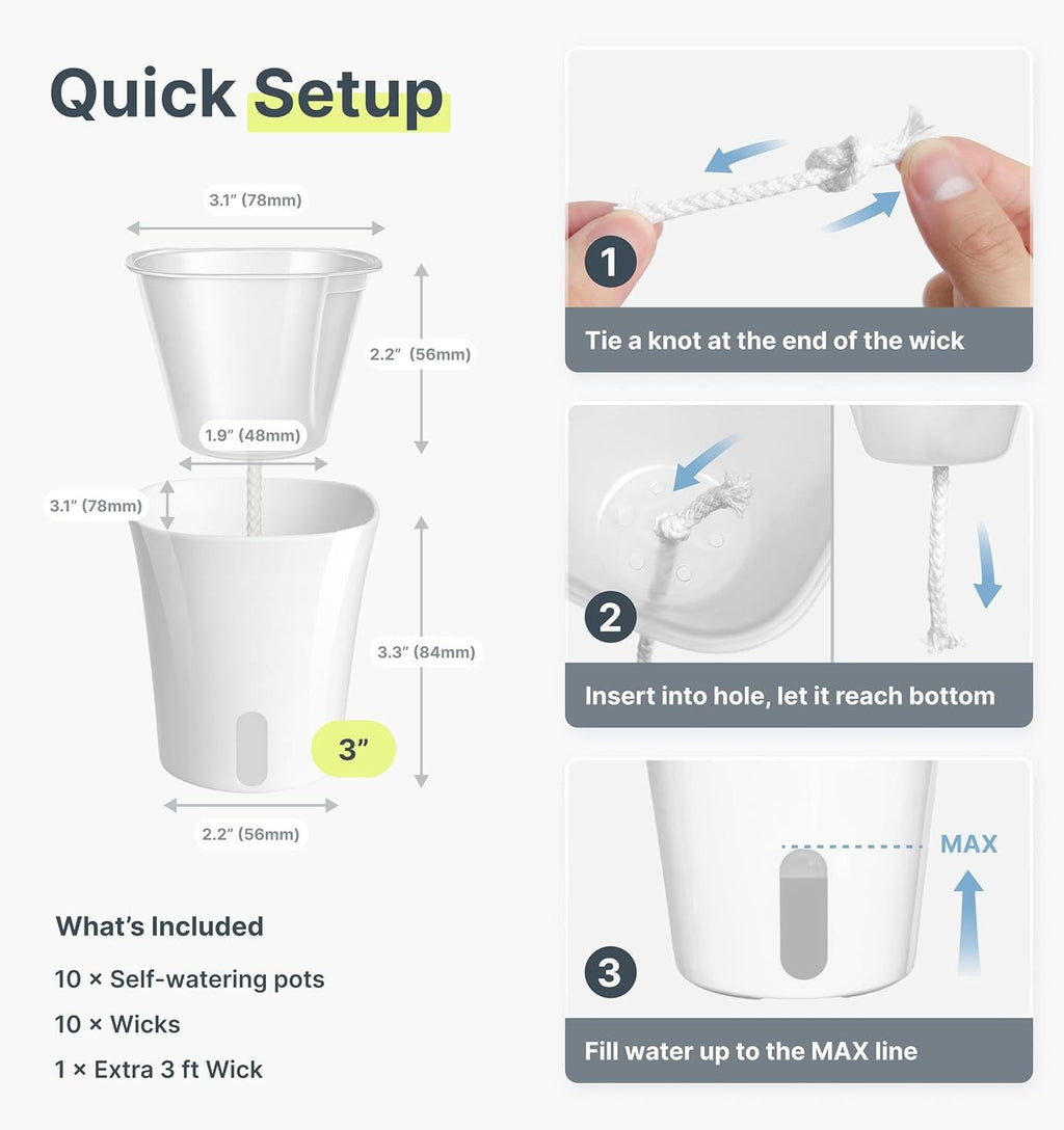 Self-Watering Plant Pot Set Siopsrl