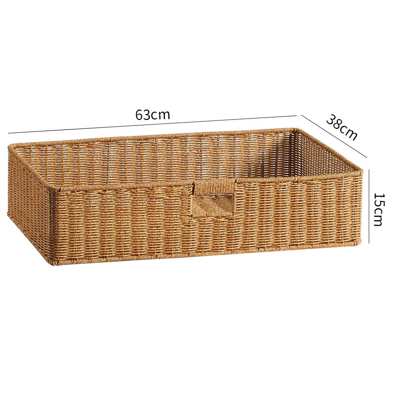 Handwoven Rectangular Storage Basket with Cut-Out Handles Siopsrl