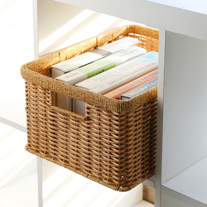Handwoven Storage Basket with Cutout Handles