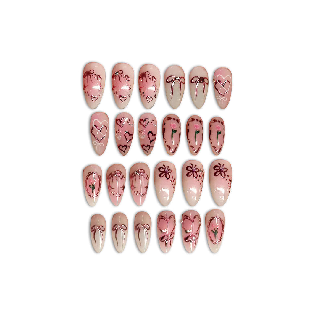 Siopsrl | Decorative Heart-Themed Press-On Nail Art Siopsrl