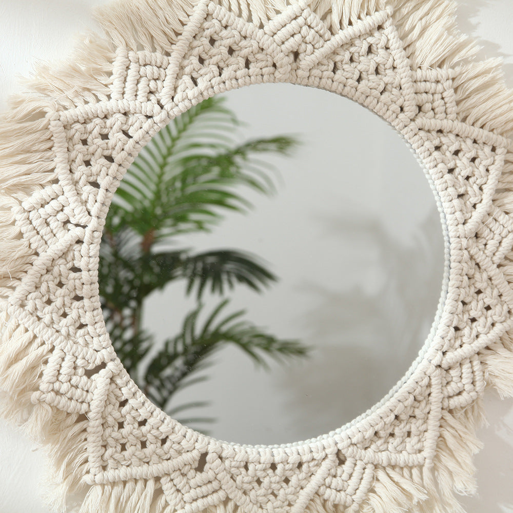 Macrame Decorative Round Wall Mirror Siopsrl